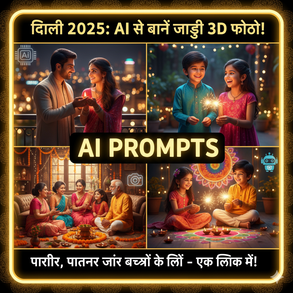 Diwali 2025: इस दिवाली AI का जादू चलाएं! बनाएं अपने परिवार और पार्टनर के साथ मनमोहक 3D तस्वीरें, बस एक क्लिक में Prompt